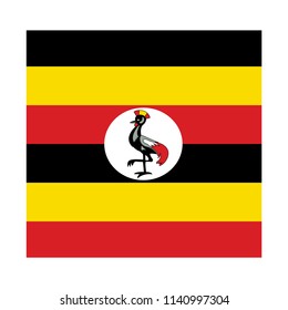 Uganda flag Vector Square Icon, Flag of Uganda. Abstract concept, icon, square, button. Raster illustration on white background.
