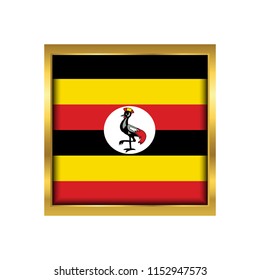 Uganda Flag Vector Square Icon - Illustration, Flag of Uganda. Abstract concept, icon,golden square, button. Raster illustration on white background.