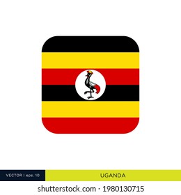Uganda Flag Vector Stock Illustration Design Template. Rounded Square Shape.