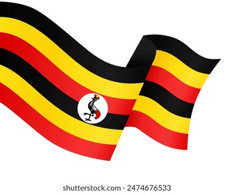 Onda de la bandera de Uganda aislada en png o Ilustración vectorial de fondo transparente.
