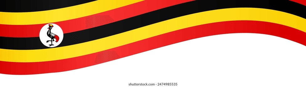 Uganda  flag wave isolated on png or transparent background vector illustration.