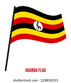 Uganda Flag Waving Vector Illustration on White Background. Uganda National Flag.