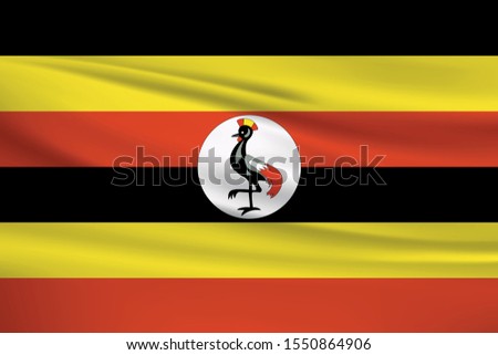 Uganda flag waving with wind effect