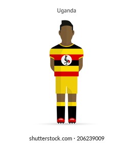 Uganda football player. Soccer uniform. Vector illustration.