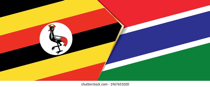 Uganda and Gambia flags, two vector flags symbol of relationship or confrontation.