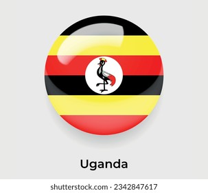 Uganda lustroso bandera nacional burbuja forma redonda icono de ilustración vectorial