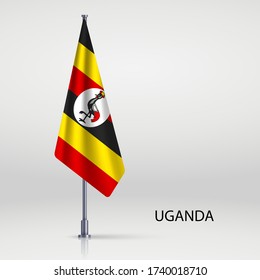 Uganda hanging flag on flagpole