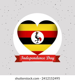 Uganda Independence Day With Heart Emblem Design