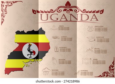 Uganda, infographics, statistical data, sights. Vector illustration