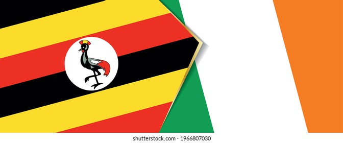 Uganda and Ireland flags, two vector flags symbol of relationship or confrontation.