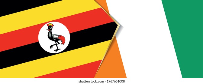 Banderas de Uganda y Costa de Marfil, dos banderas vectoriales símbolo de relación o enfrentamiento.