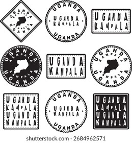 Projeto de mapa de selo redondo de Uganda Kampala