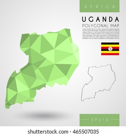 Uganda : Low Poly Map : Vector Illustration