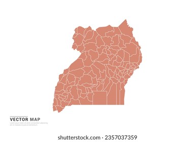 Uganda Map - abstract style orange isolated on white background for design vector.