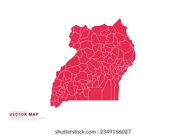 Uganda Map - abstract style red isolated on white background for infographic, design vector.