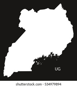 Uganda Map black and white illustration