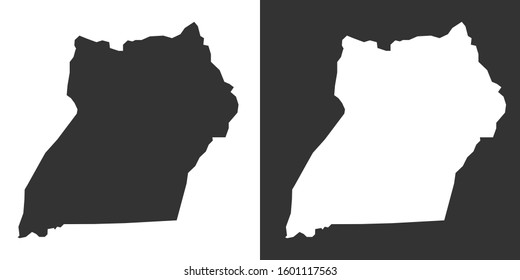 Uganda Map with Black and White Vector