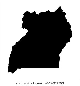 Uganda Map - black World Map International vector template with High detailed isolated on white background - Vector