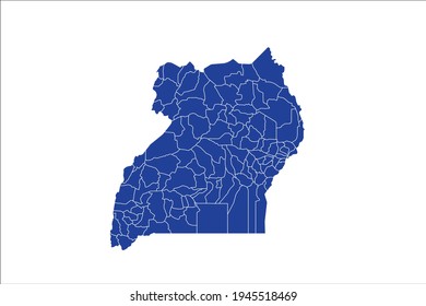 Uganda Map blue Color on White Backgound