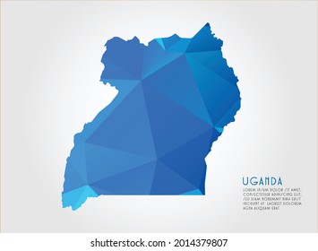 Uganda map blue Color on white background polygonal