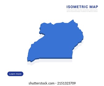 Uganda map blue isolated on white background with 3d isometric vector illustration.