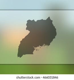 Uganda map. Blurred background with silhouette of Uganda map. Vector silhouette of Uganda map
