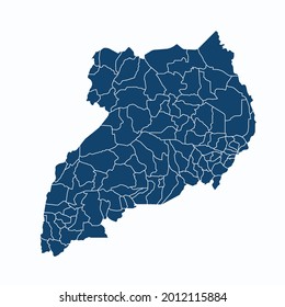 Uganda map color vector modern. Silhouette map. on white background. 