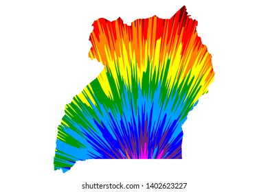 Uganda - map is designed rainbow abstract colorful pattern, Republic of Uganda map made of color explosion,