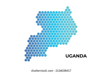 Uganda map digital hexagon shape on white background vector illustration 
