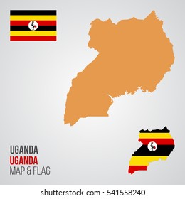 Uganda Map and Flag