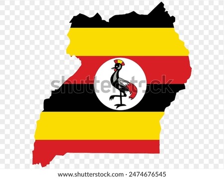 Uganda map flag  isolated on png or transparent background vector illustration.