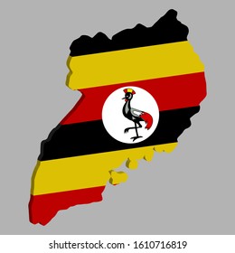 Uganda Map flag Vector 3D illustration eps 10