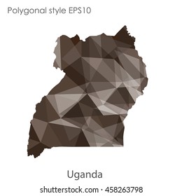 Uganda map in geometric polygonal,mosaic style.Abstract gems triangle,modern design background. Vector illustration EPS10