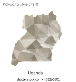 Uganda map in geometric polygonal,mosaic style.Abstract gems triangle,modern design background. Vector illustration EPS10