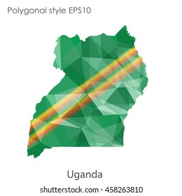 Uganda map in geometric polygonal,mosaic style.Abstract gems triangle,modern design background. Vector illustration EPS10