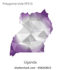 Uganda map in geometric polygonal,mosaic style.Abstract gems triangle,modern design background. Vector illustration EPS10