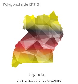 Uganda map in geometric polygonal,mosaic style.Abstract gems triangle,modern design background. Vector illustration EPS10