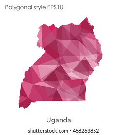 Uganda map in geometric polygonal,mosaic style.Abstract gems triangle,modern design background. Vector illustration EPS10