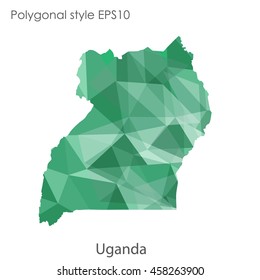 Uganda map in geometric polygonal,mosaic style.Abstract gems triangle,modern design background. Vector illustration EPS10