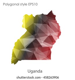 Uganda map in geometric polygonal,mosaic style.Abstract gems triangle,modern design background. Vector illustration EPS10