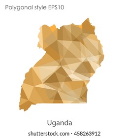 Uganda map in geometric polygonal,mosaic style.Abstract gems triangle,modern design background. Vector illustration EPS10