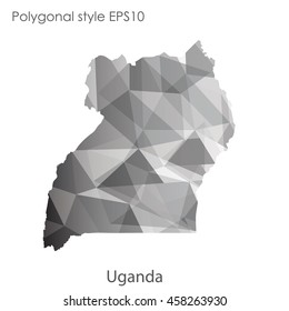 Uganda map in geometric polygonal,mosaic style.Abstract gems triangle,modern design background. Vector illustration EPS10