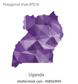 Uganda map in geometric polygonal,mosaic style.Abstract gems triangle,modern design background. Vector illustration EPS10
