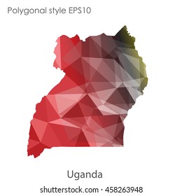 Uganda map in geometric polygonal,mosaic style.Abstract gems triangle,modern design background. Vector illustration EPS10