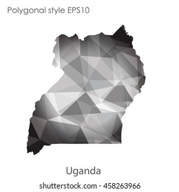 Uganda map in geometric polygonal,mosaic style.Abstract gems triangle,modern design background. Vector illustration EPS10