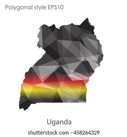 Uganda map in geometric polygonal,mosaic style.Abstract gems triangle,modern design background. Vector illustration EPS10