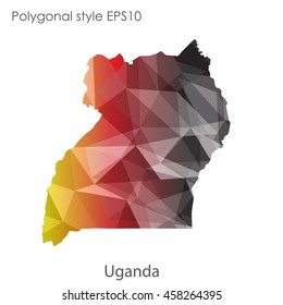 Uganda map in geometric polygonal,mosaic style.Abstract gems triangle,modern design background. Vector illustration EPS10