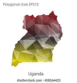 Uganda map in geometric polygonal,mosaic style.Abstract gems triangle,modern design background. Vector illustration EPS10