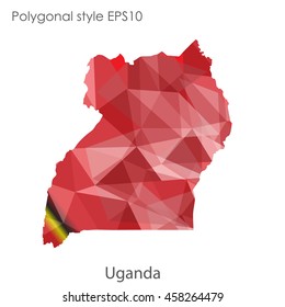 Uganda map in geometric polygonal,mosaic style.Abstract gems triangle,modern design background. Vector illustration EPS10