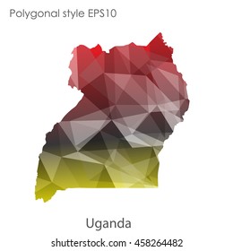 Uganda map in geometric polygonal,mosaic style.Abstract gems triangle,modern design background. Vector illustration EPS10